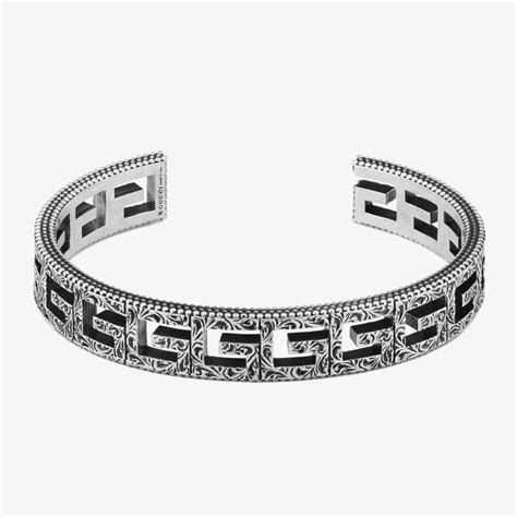 yba57699000 bangle gucci|Gucci G Cube Silver Motif Slim Open Bangle YBA576990001.